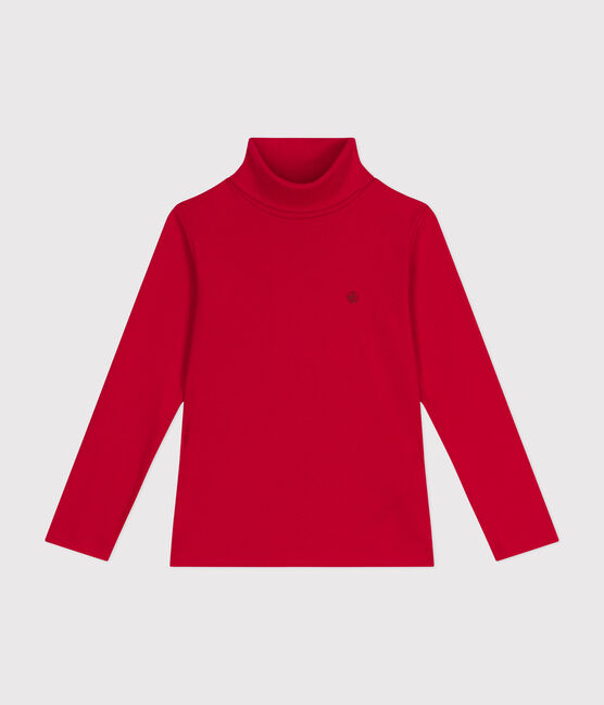 Cotton roll neck top for girls or boys RED Petit Bateau