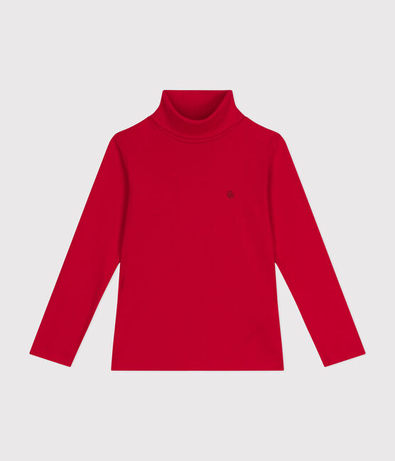 Cotton roll neck top for girls or boys CORRIDA red