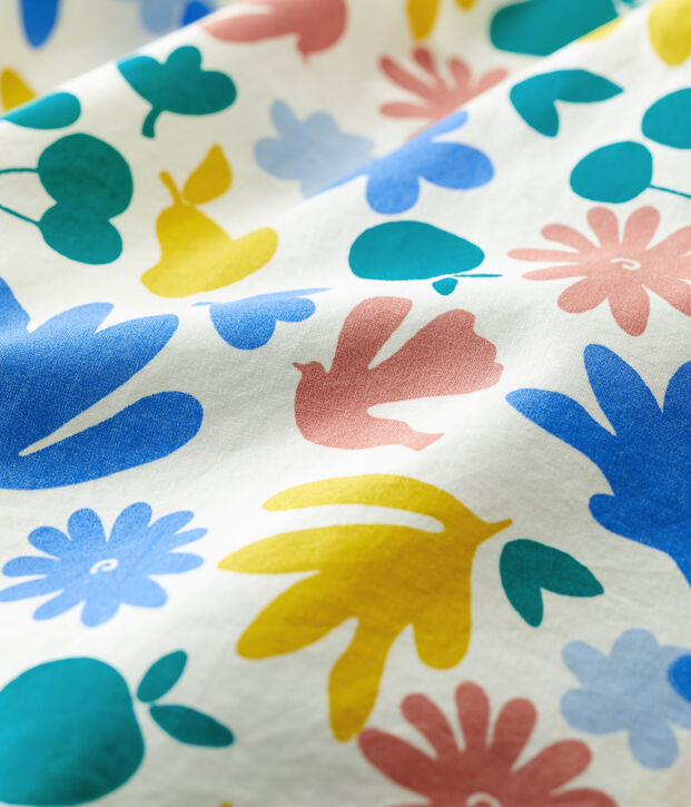 Babies' Short-Sleeved Poplin Floral Print Dress white/multicolor