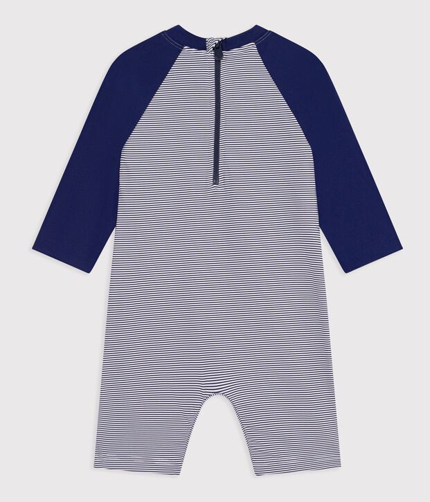 Babies' UV-protection swimming onesie blue/white