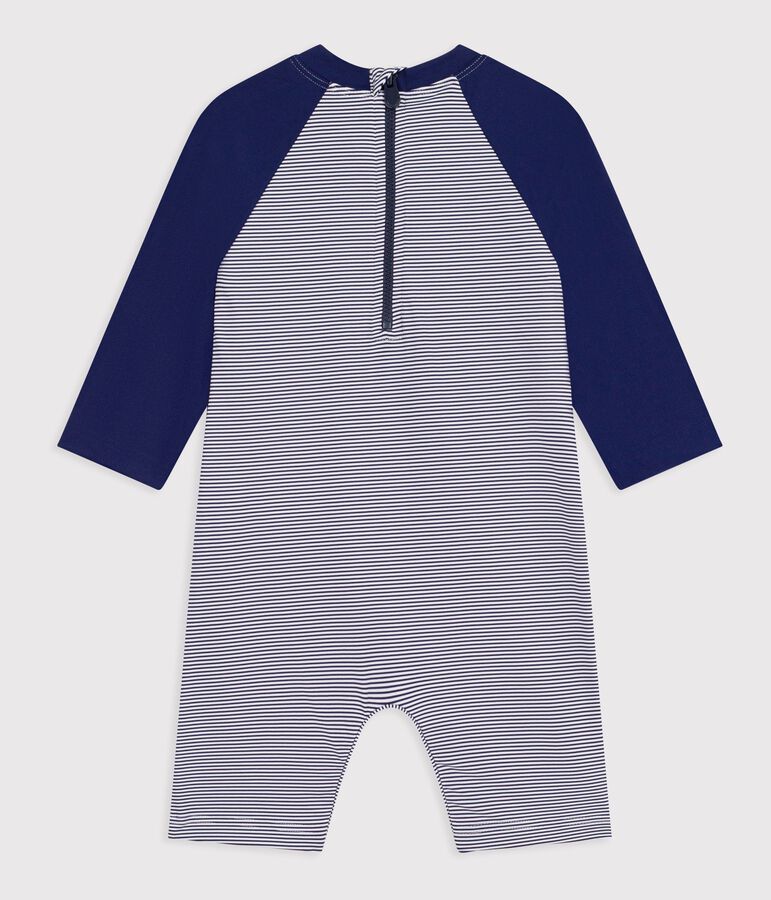 Babies' UV-protection swimming onesie blue/white