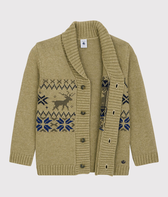 Boys' Wool/Cotton Cardigan JERRYCAN MOULINE /MULTICO