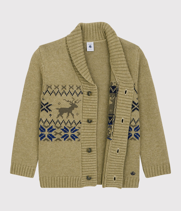 Boys' Wool/Cotton Cardigan beige/multicolor