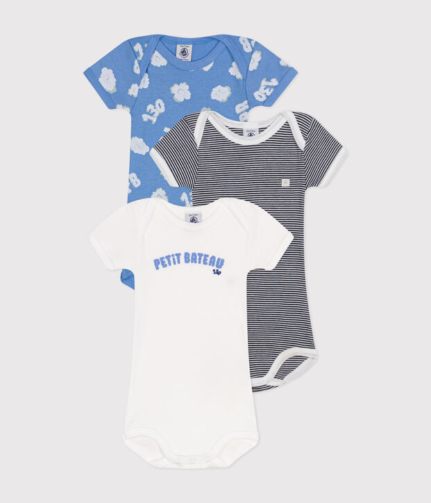 Babies' short-sleeved cotton bodysuits - 3-Pack multicolor