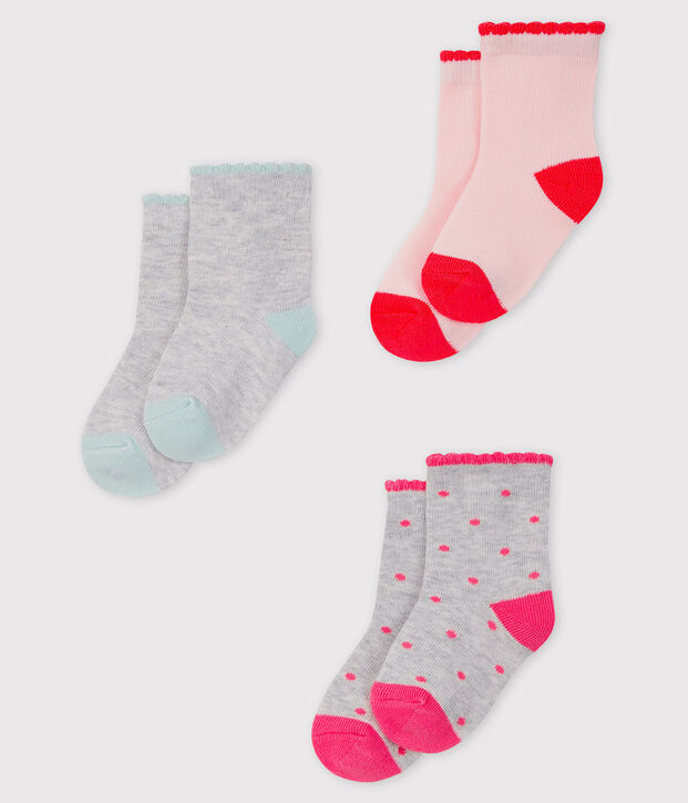Set of 3 pairs of socks for baby girls multicolor