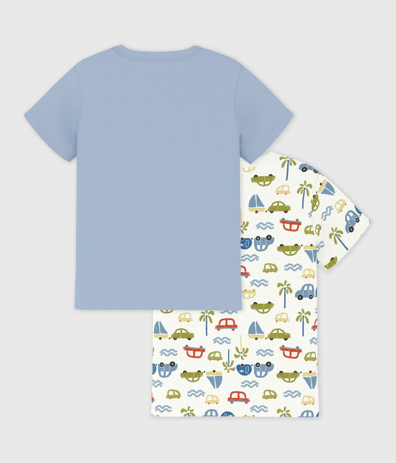 Pack of children's short-sleeved cotton T-shirts with cars multicolor