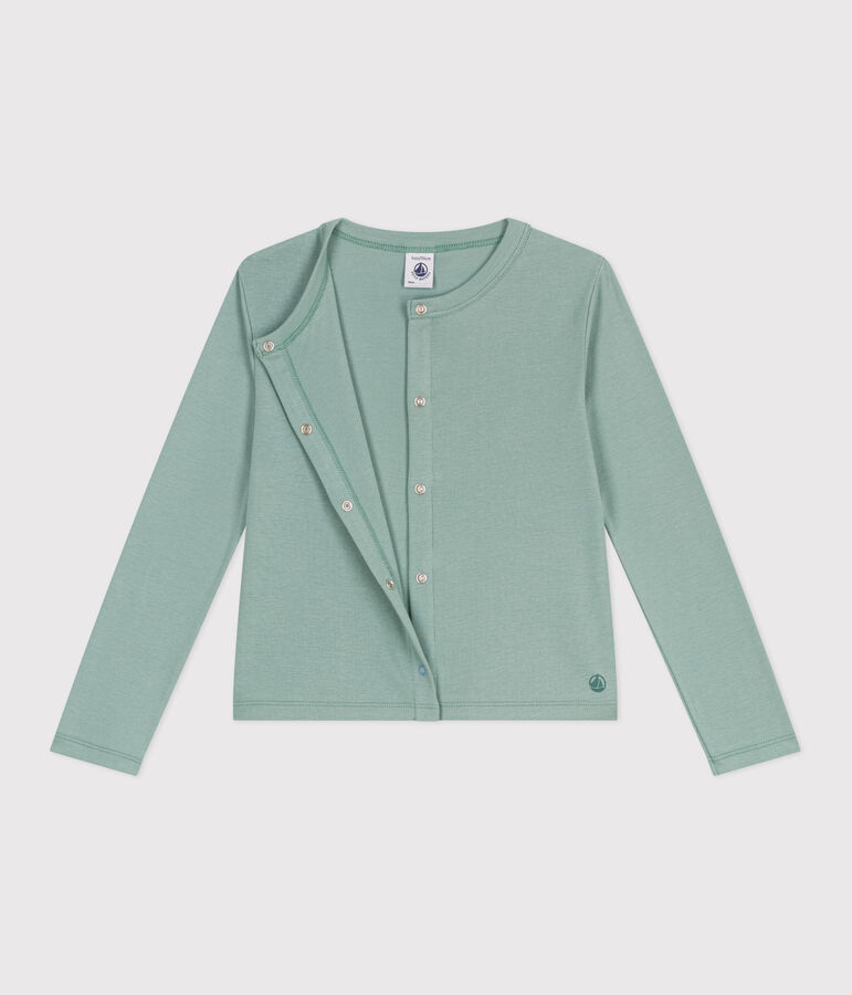 Children's plain cotton cardigan green