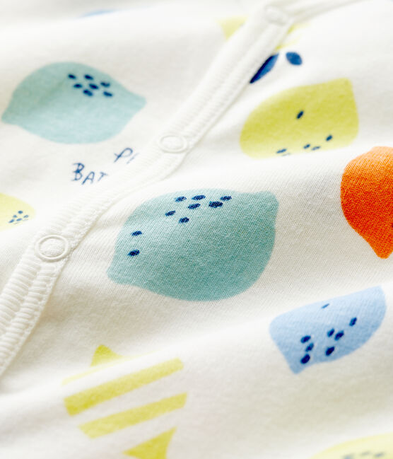 Babies' Organic Cotton Sleepsuit with Detachable Feet MARSHMALLOW white/MULTICO white
