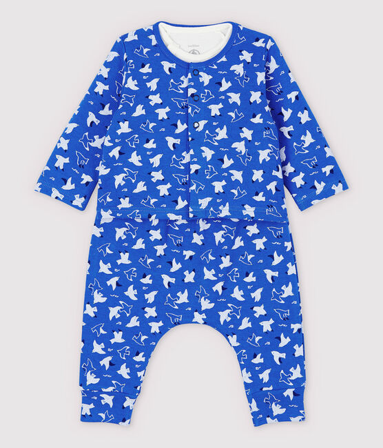 Babies' Blue Organic Cotton Clothing - 3-Pack COOL blue/MULTICO ecru