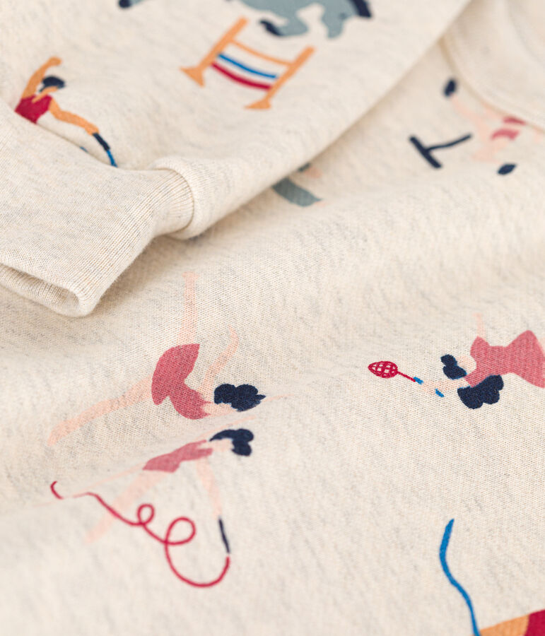 Girls' fleece sweatshirt beige/multicolor