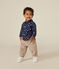Babies' flannel shirt MEDIEVAL blue/MARSHMALLOW white