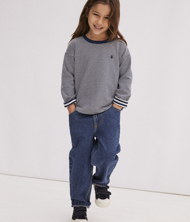 Boys' Long-Sleeved Tube Knit T-Shirt blue/beige