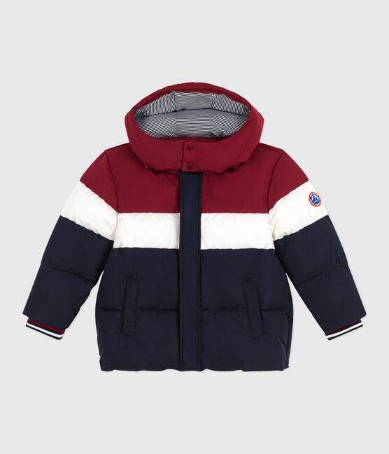 Children's plain colourblock puffer jacket SMOKING blue/MULTICO white