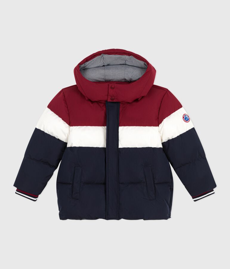 Children's plain colourblock puffer jacket SMOKING blue/MULTICO white