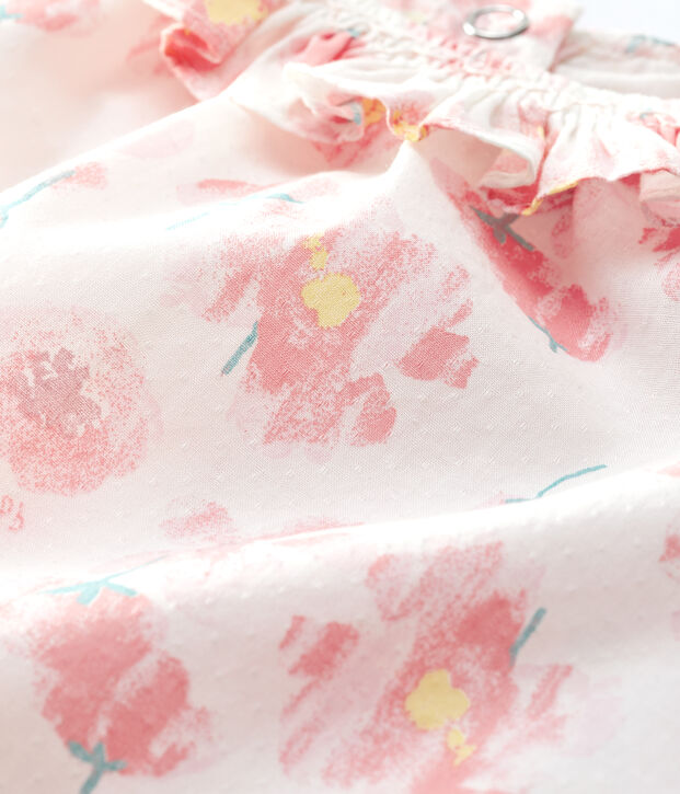 Baby Girls' Short-Sleeved Poplin Dress white/multicolor