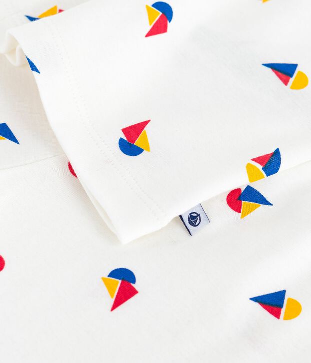 Children's buttoned printed cotton pyjamas white/blue/multicolor