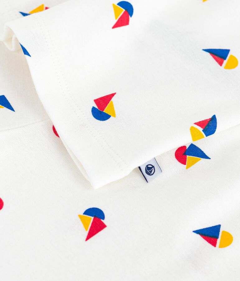 Children's buttoned printed cotton pyjamas white/blue/multicolor