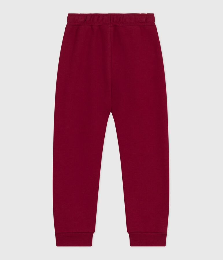 Children's plain cotton jogging bottoms AMARANTE red