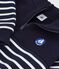 Children's stripy shawl collared cotton sweatshirt blue/white