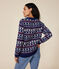 Women's wool and cotton jacquard jumper MEDIEVAL blue/MULTICO white
