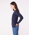 Women's Iconic long-sleeved wool and cotton T-shirt SMOKING blue