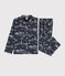 Boys' Paris print cotton pyjamas MEDIEVAL blue/ECUME white