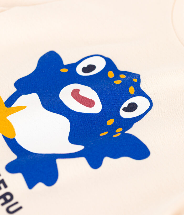 Girls' Printed Cotton T-Shirt Ecru