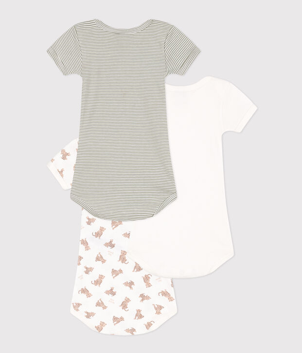 Short-Sleeved Cotton Leopard Bodysuits - Pack of 3 multicolor