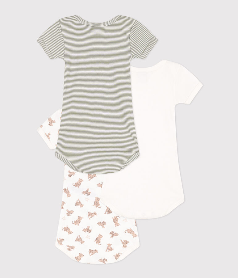Short-Sleeved Cotton Leopard Bodysuits - Pack of 3 multicolor