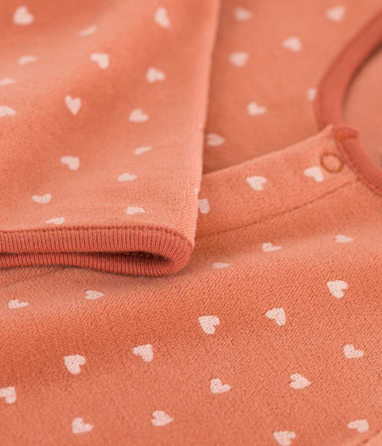Babies' Patterned Velour Sleepsuit pink/ecru