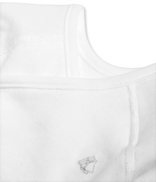 Unisex newborn baby long-sleeved brushed cotton bodysuit Ecume white