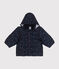 Babies' printed puffer jacket with a retractable hood SMOKING blue/MARSHMALLOW white