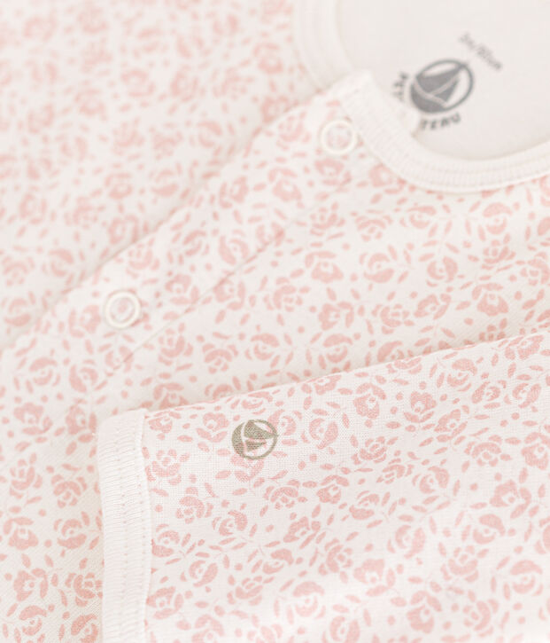 Babies' Footless Cotton Bodyjama white/pink