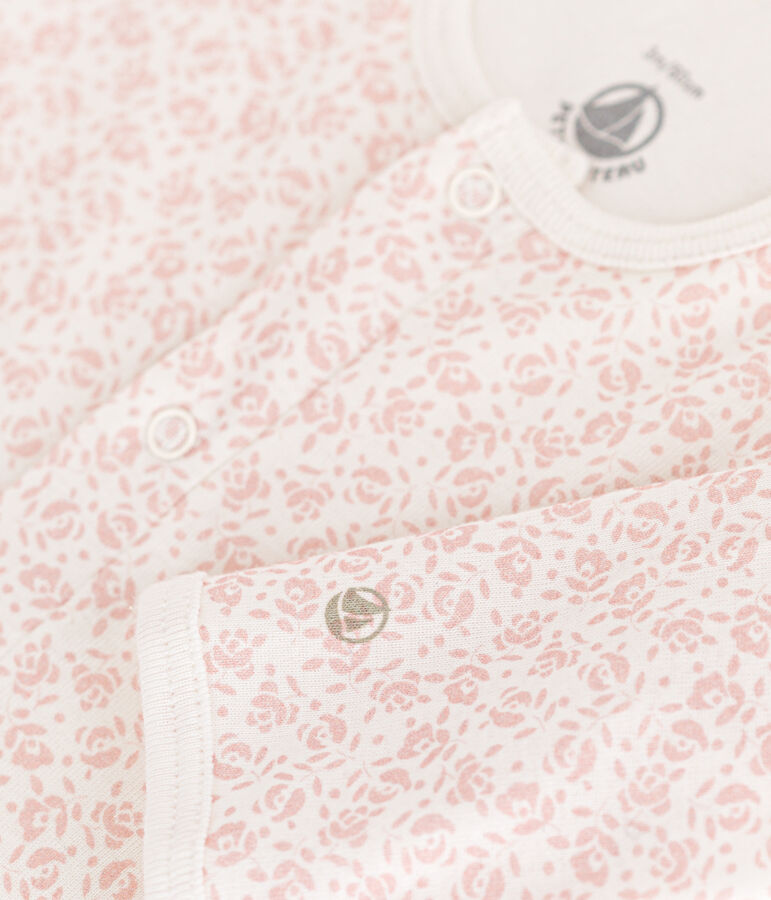 Babies' Footless Cotton Bodyjama white/pink