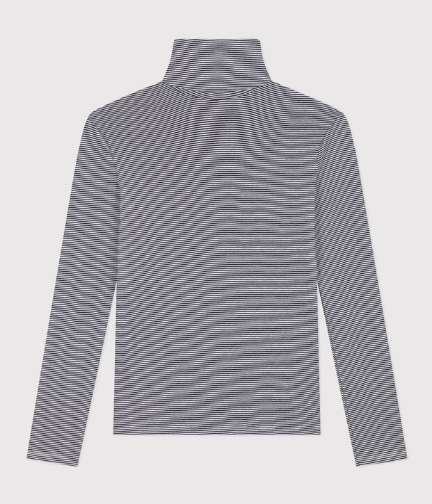 Women's Iconic Cotton Roll Neck T-Shirt blue/white