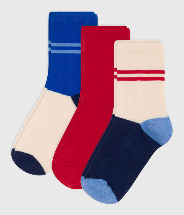 Children's Cotton Jersey Plain Socks - Pack of 3 multicolor