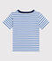 Boys' Stripy Lightweight Jersey T-shirt GAULOISE /MARSHMALLOW