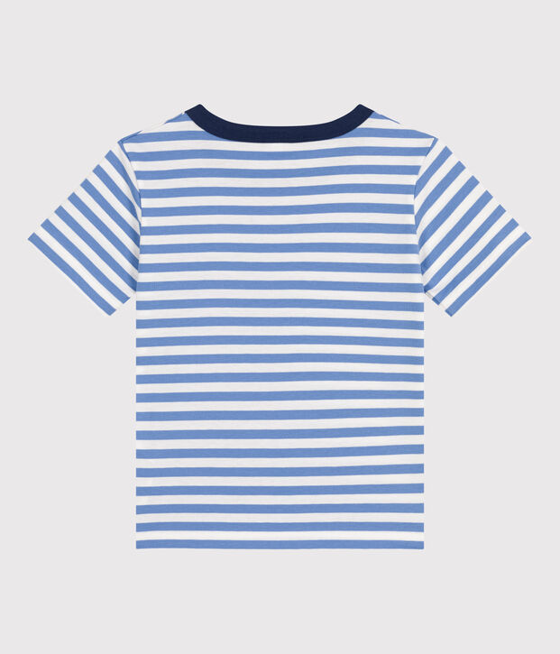 Boys' Stripy Lightweight Jersey T-shirt blue/white