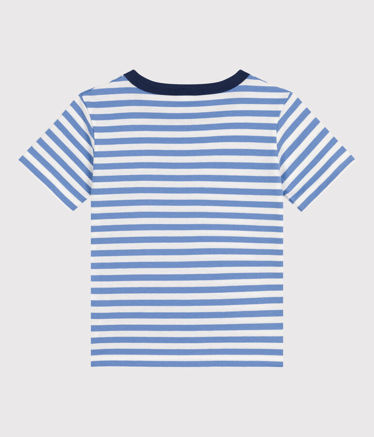 Boys' Stripy Lightweight Jersey T-shirt blue/white