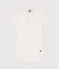 Babies' Short-Sleeved Cotton Bodysuit with Polo Shirt Collar MARSHMALLOW white