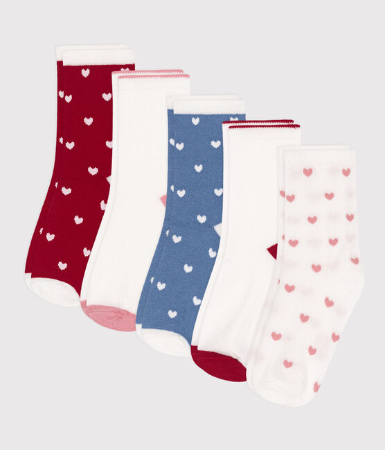Pairs of girls' heart-patterned cotton socks - 5-pack variante 1