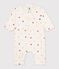 Babies' long jumpsuit in cotton with a heart print Ecru/multicolor