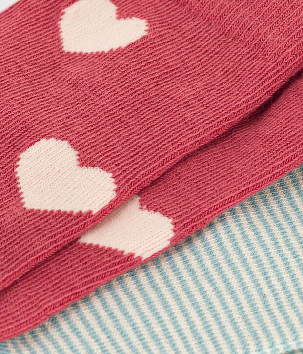 Children's Cotton Jersey Heart Socks - Pack of 2 multicolor