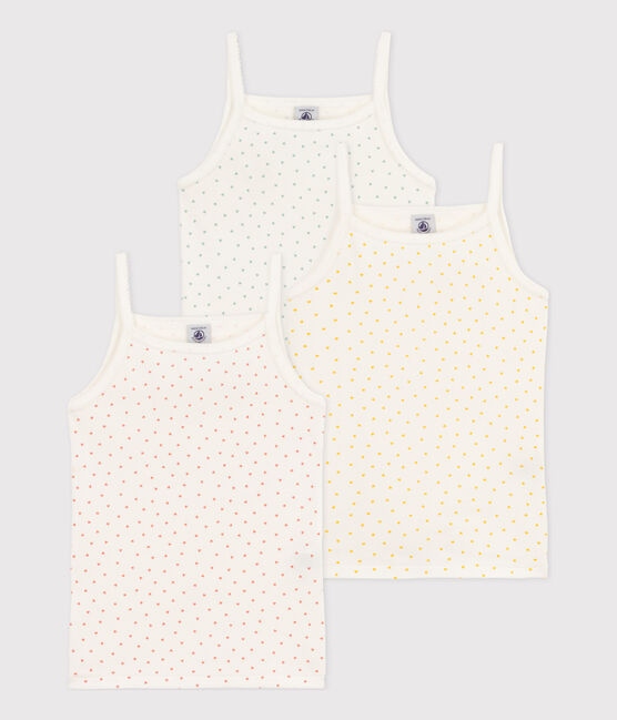 Girls' Mini Heart Patterned Cotton Strappy Vests - 3-Pack variante 1