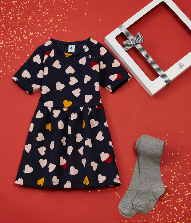 Girls' Heart Themed Dress and Tights Gift Set multicolor