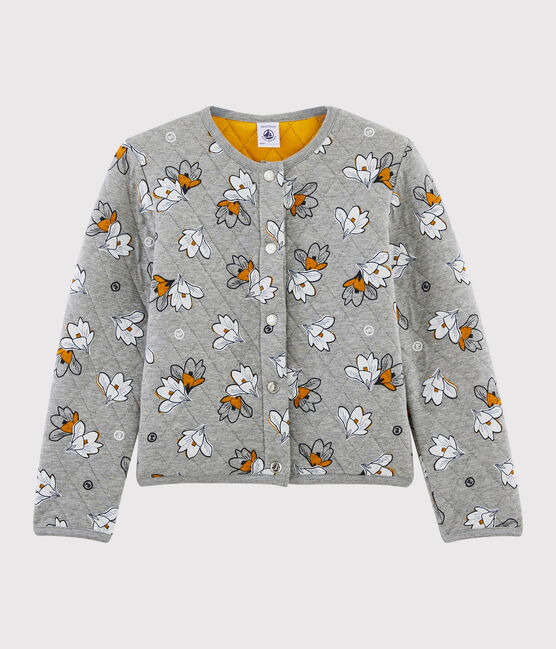 Girls' Tubular Knit Cardigan SUBWAY grey/MULTICO white