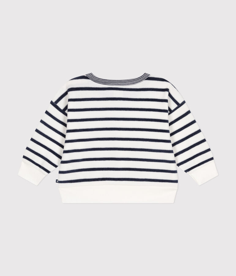 Babies' terry velour sweatshirt white/blue
