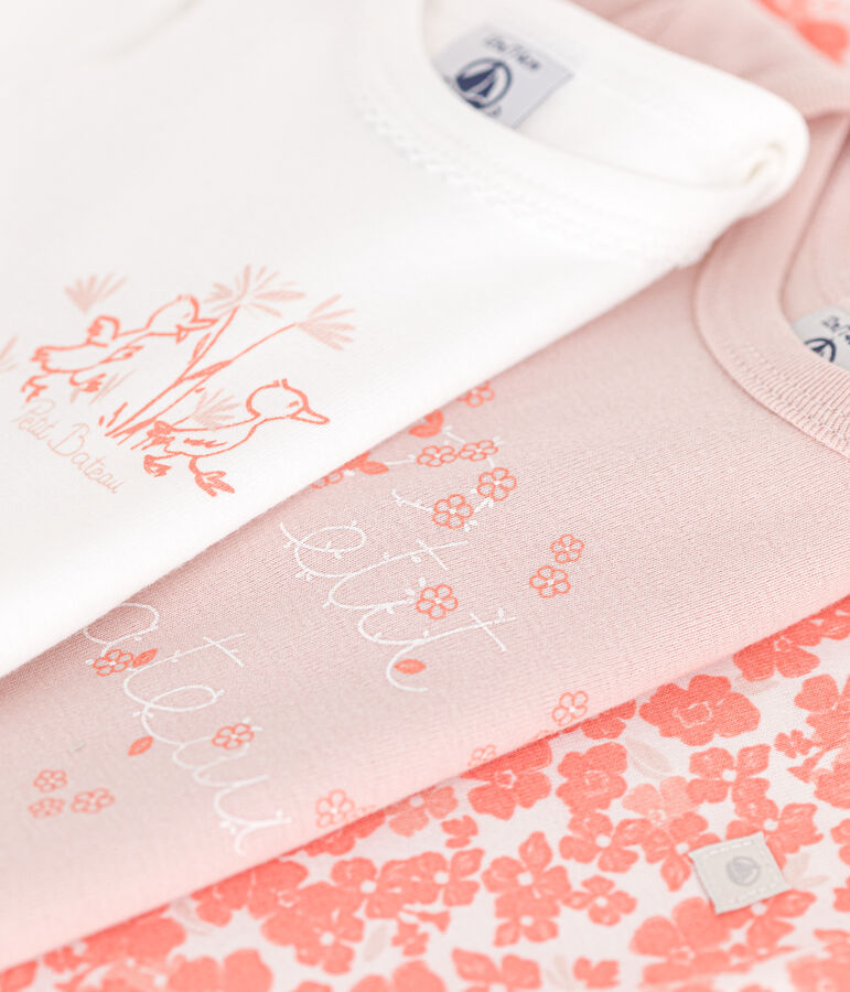 Babies' short-sleeved cotton bodysuits - 3-Pack multicolor