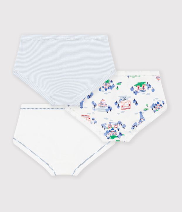 Pack of children's high-waisted Paris-print cotton pants multicolor