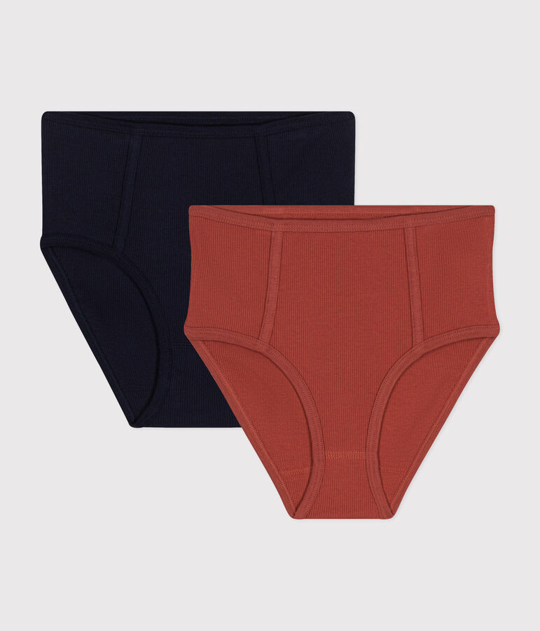 Women's Plain Cotton and Elastane Briefs - 2-Pack multicolor